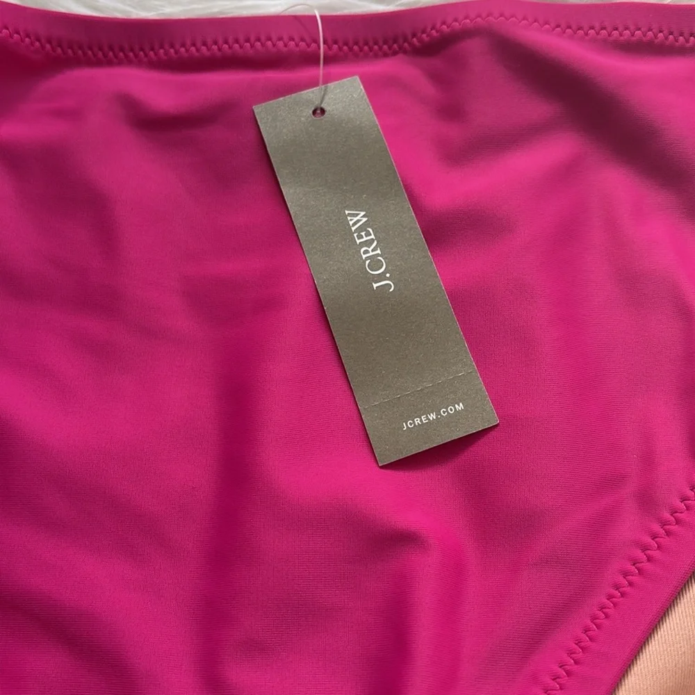 NWT J. Crew Fuchsia High Rise Mid Cut Leg Moderate Coverage Bikini Bottoms
